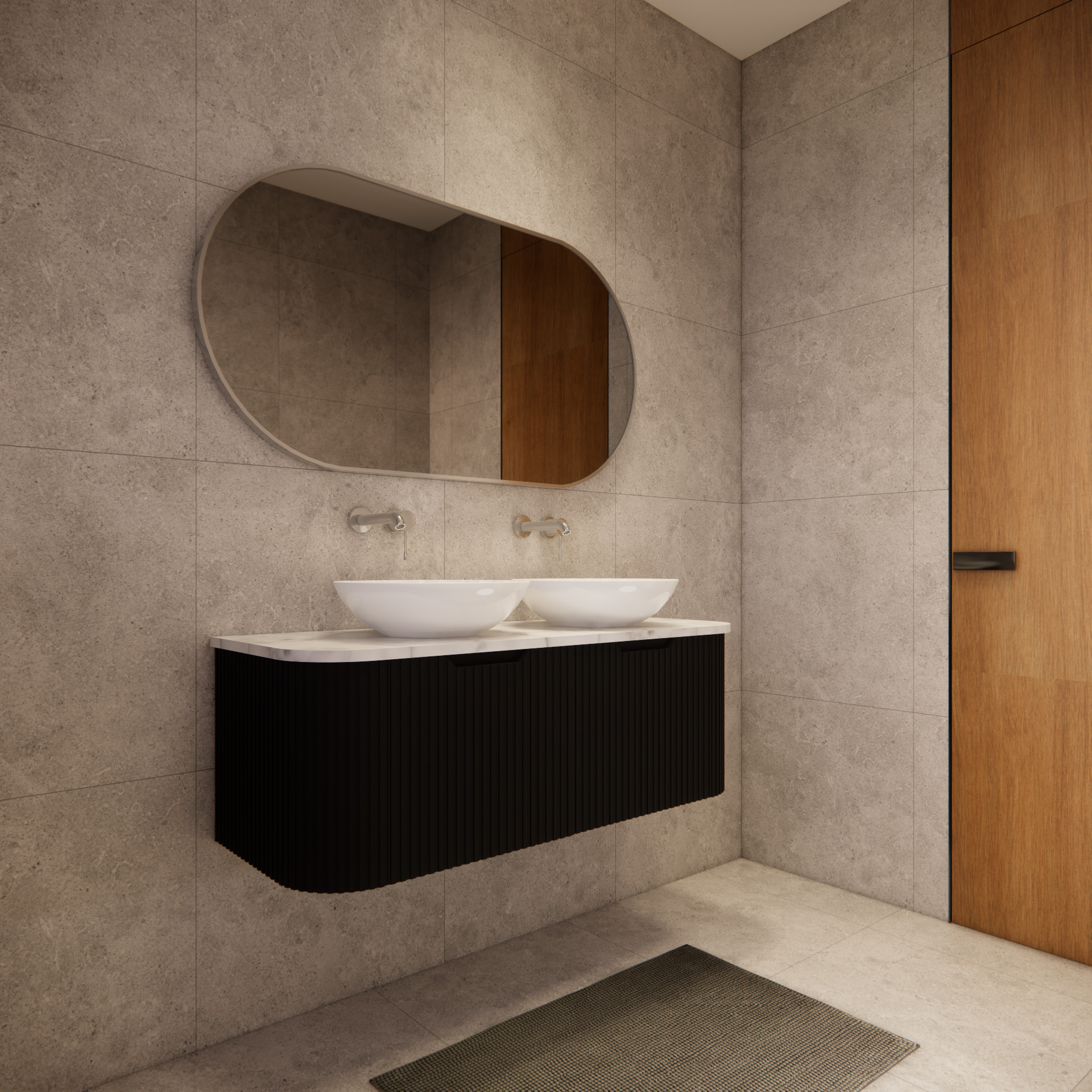 Bergen WH1200 1200mm Wall Hung Vanity - Matt Black