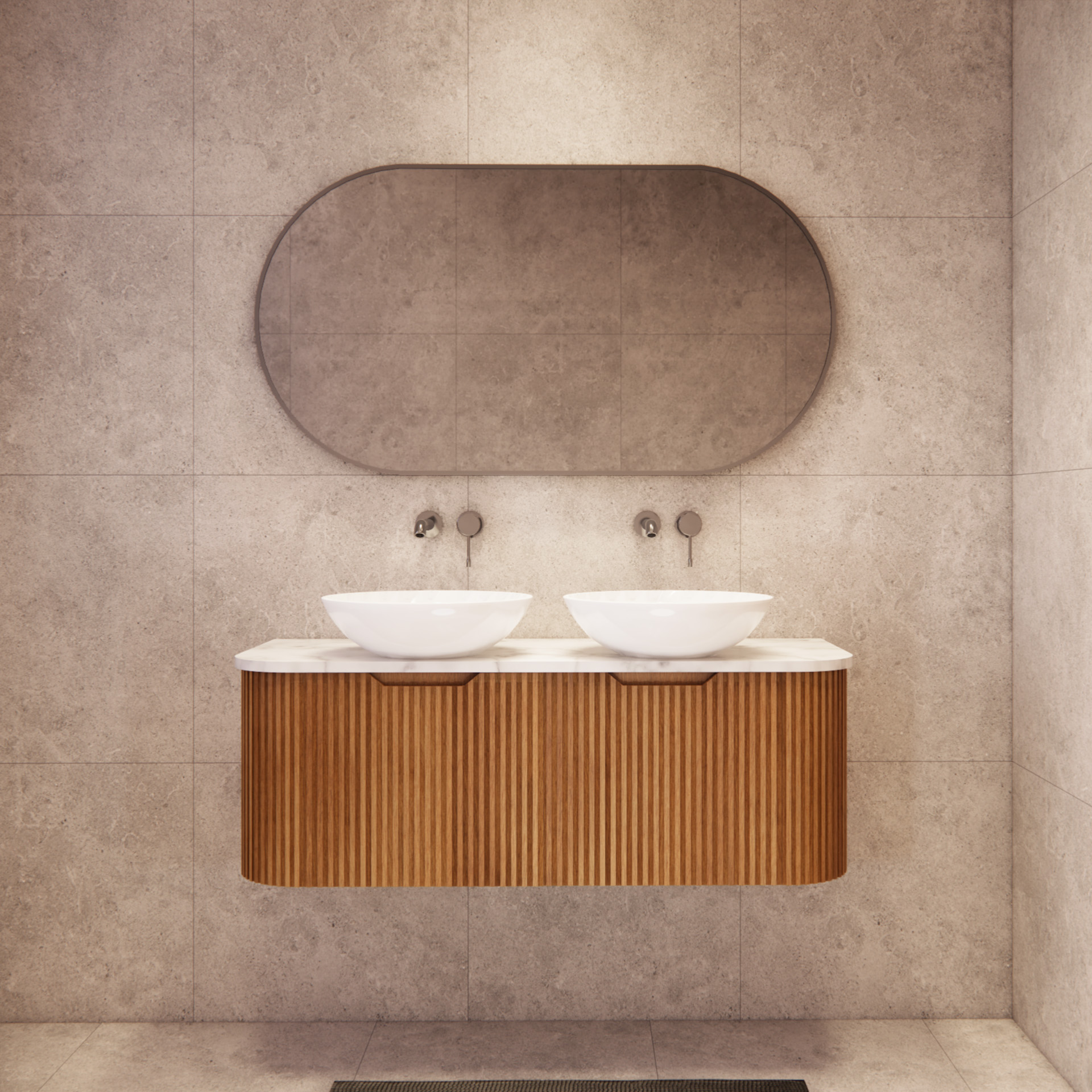 Bergen WH1200 1200mm Wall Hung Vanity - Solid Timber Fluted