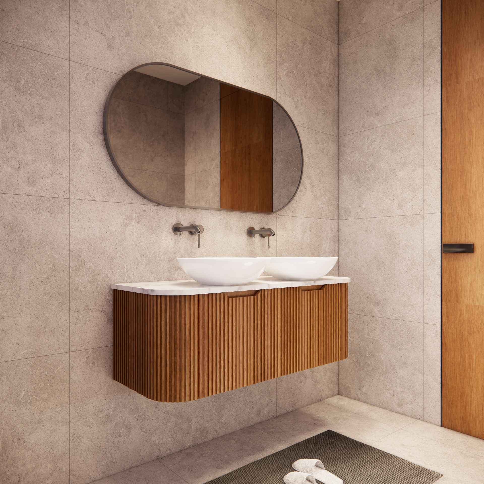 Bergen WH1200 1200mm Wall Hung Vanity - Solid Timber Fluted
