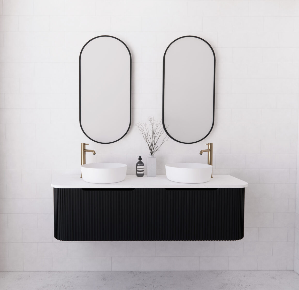 Bergen WH1500 1500mm Wall Hung Vanity - Matt Black