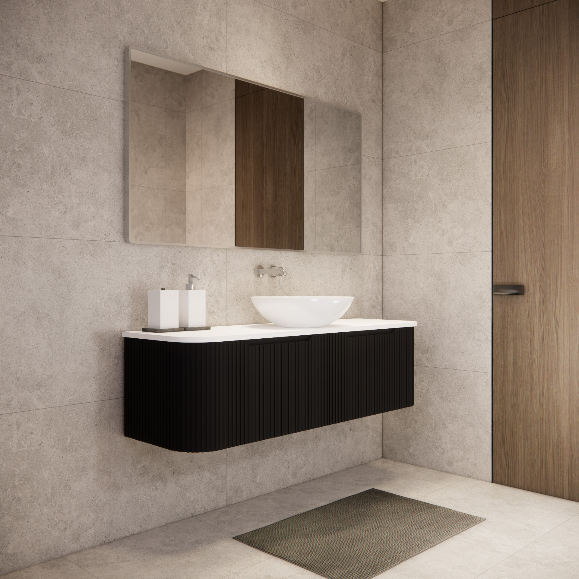 Bergen WH1500 1500mm Wall Hung Vanity - Matt Black