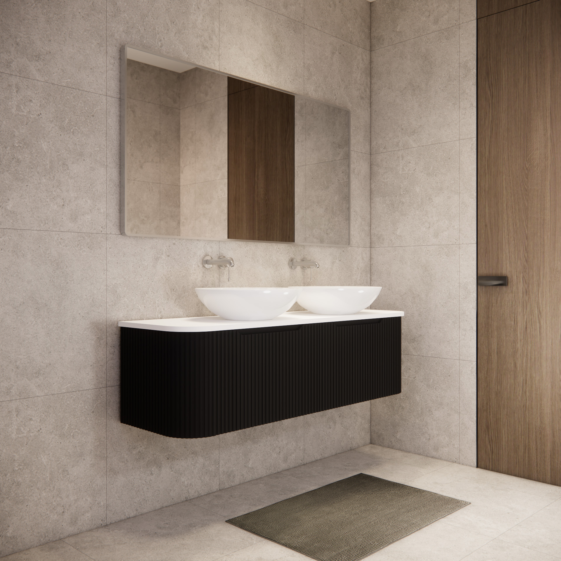 Bergen WH1500 1500mm Wall Hung Vanity - Matt Black
