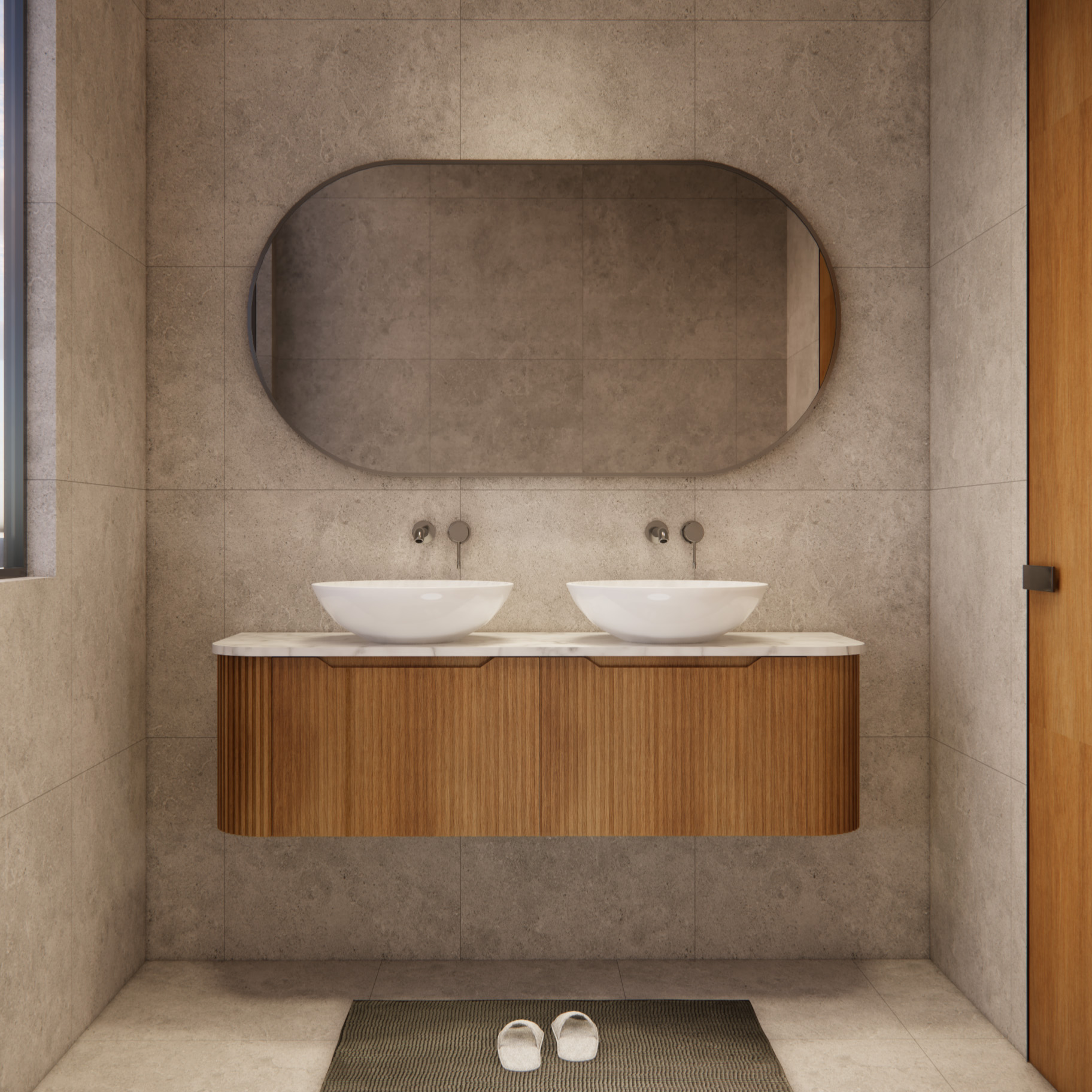 Bergen WH1500 1500mm Wall Hung Vanity - Solid Timber Fluted