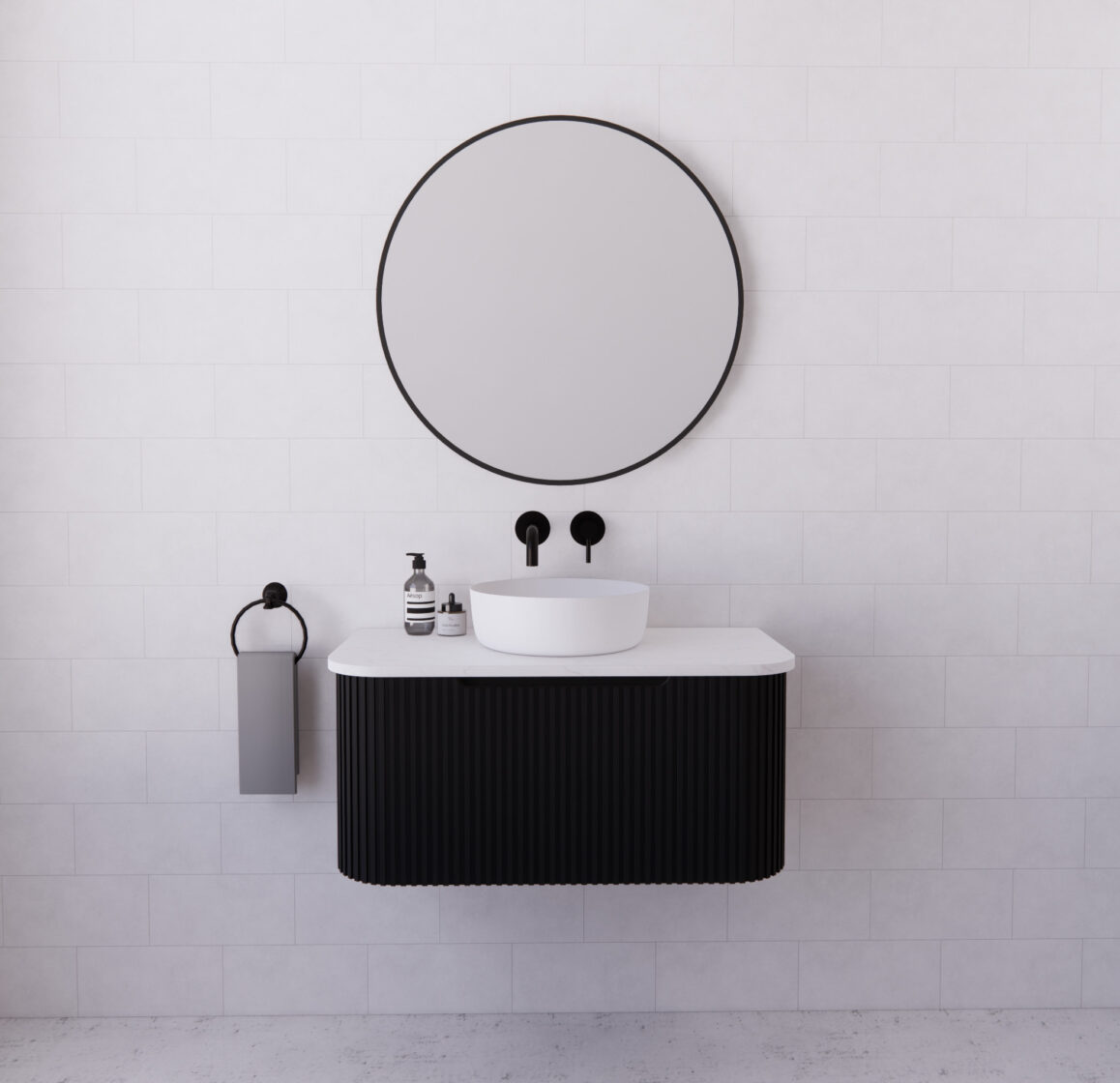 Bergen WH900 900mm Wall Hung Vanity - Matt Black