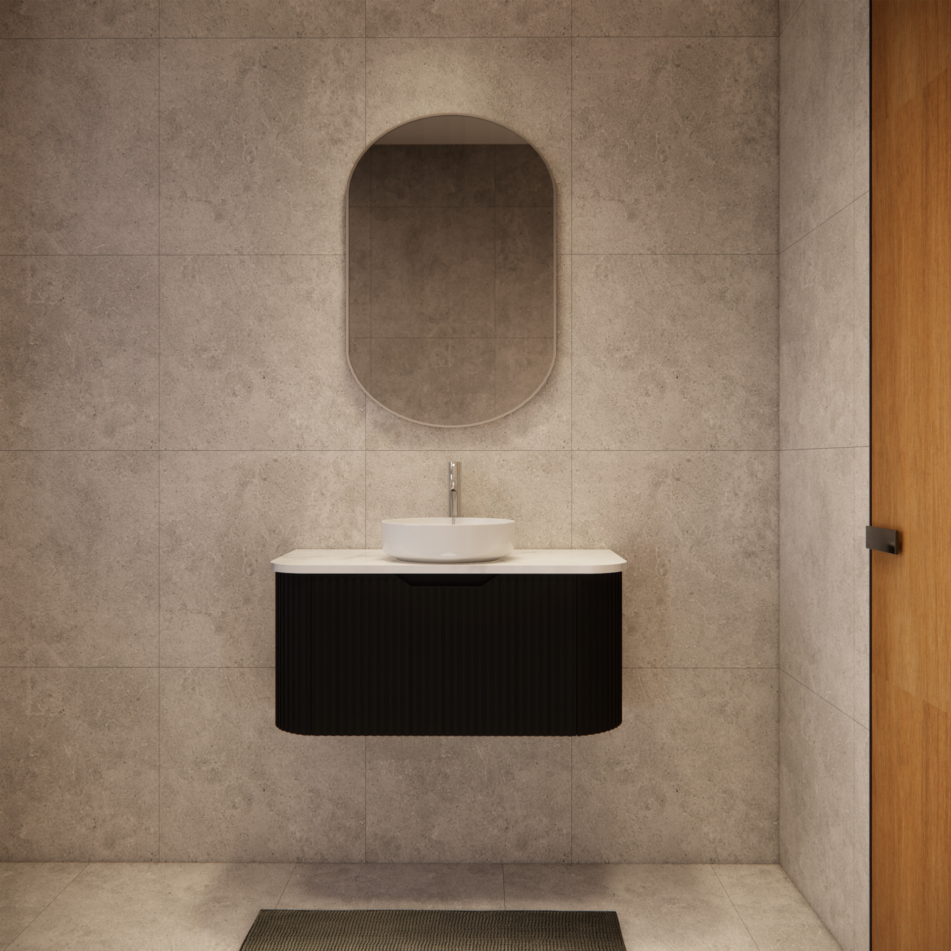 Bergen WH900 900mm Wall Hung Vanity - Matt Black