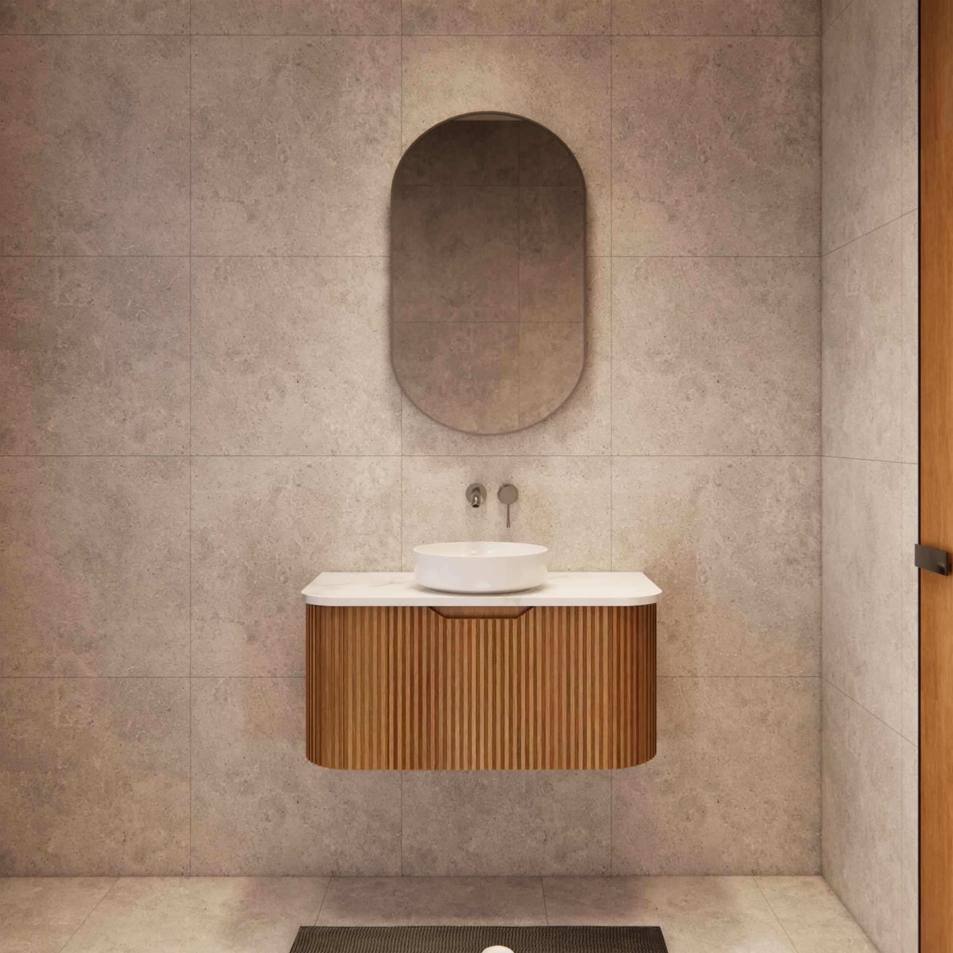 Bergen WH900 900mm Wall Hung Vanity - Solid Timber Fluted