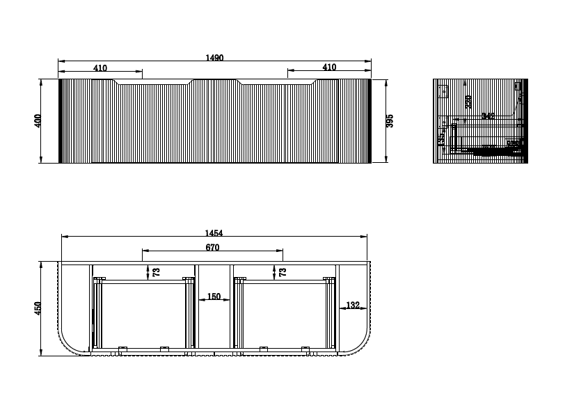 Bergen WH1500 1500mm Wall Hung Vanity - Matt Black