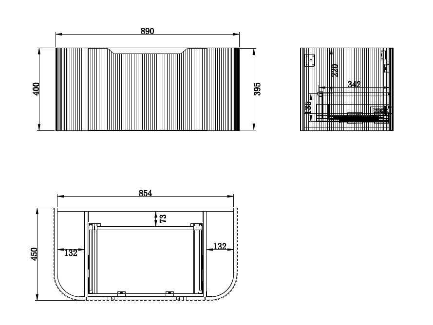 Bergen WH900 900mm Wall Hung Vanity - Matt White