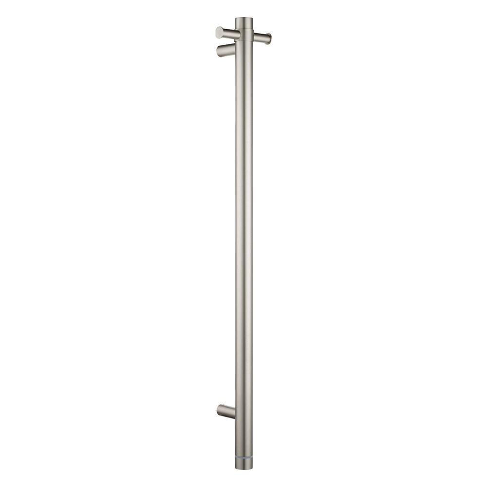 Aquaperla Round Vertical Brushed Nickel Electric Heated Towel Rack Single Bar(with Timer)