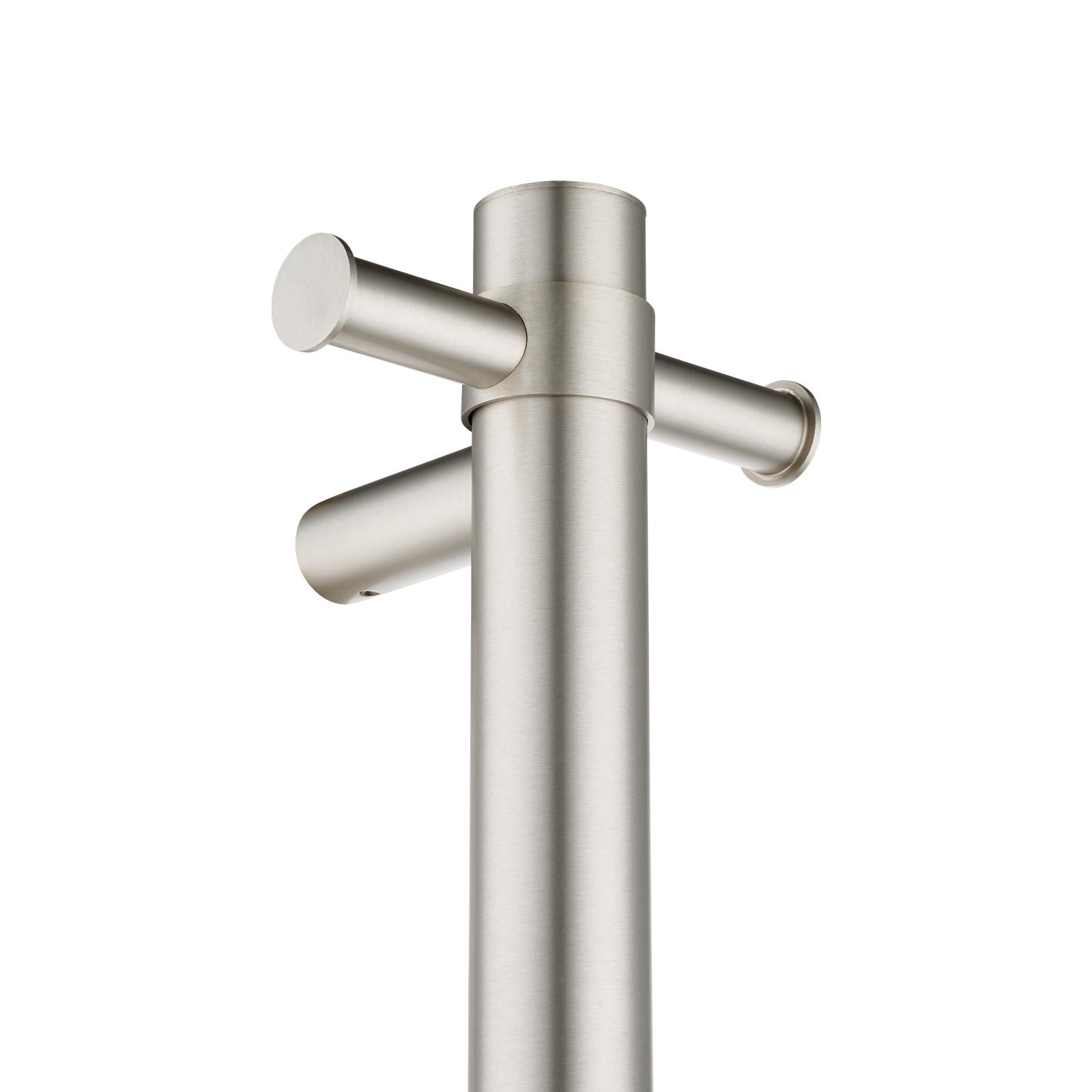 Aquaperla Round Vertical Brushed Nickel Electric Heated Towel Rack Single Bar(with Timer)