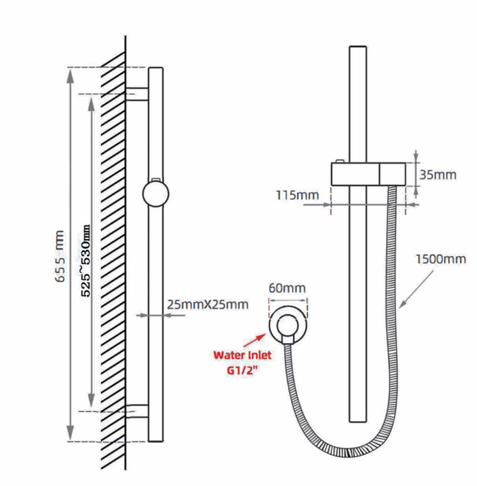 RUSHY Series Brushed Nickel Handheld Shower Head (2147-1)