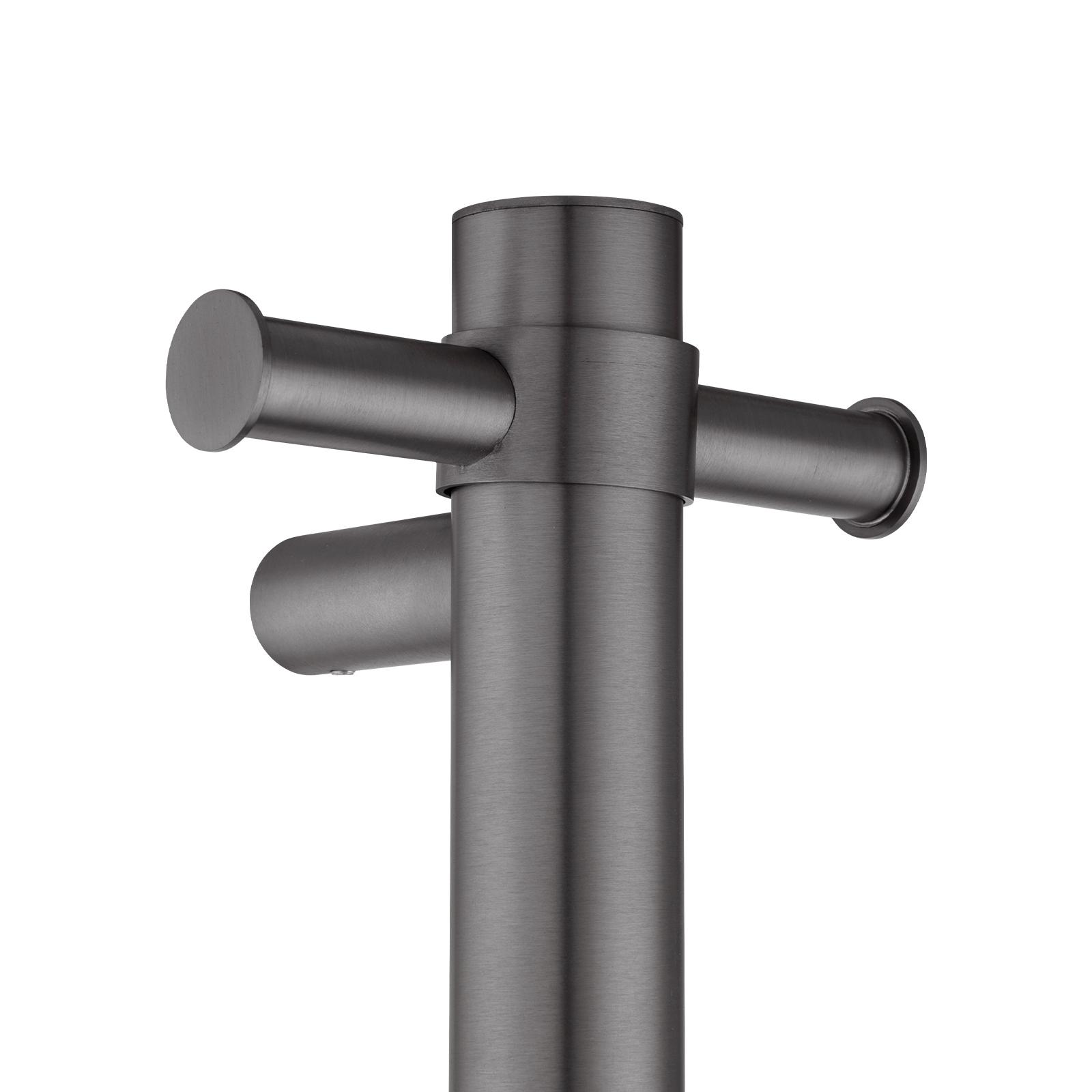 Aquaperla Round Vertical Brushed Gun Metal Grey Electric Heated Towel Rack Single Bar(with Timer)