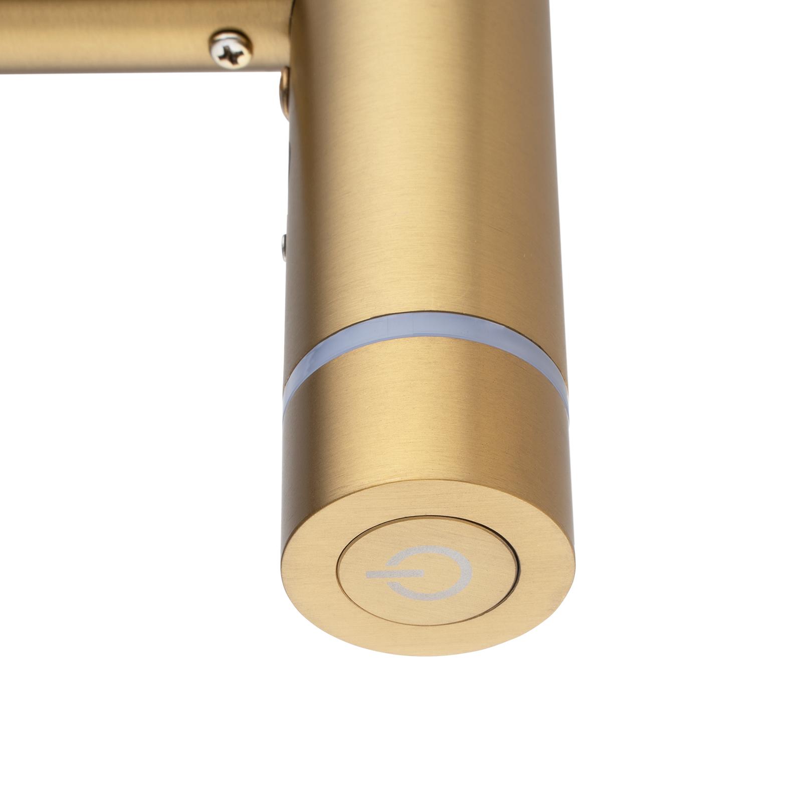 Aquaperla Round Vertical Brushed Brass Electric Heated Towel Rack Single Bar(with Timer) SKU: BUYG01-VER-T.HTR