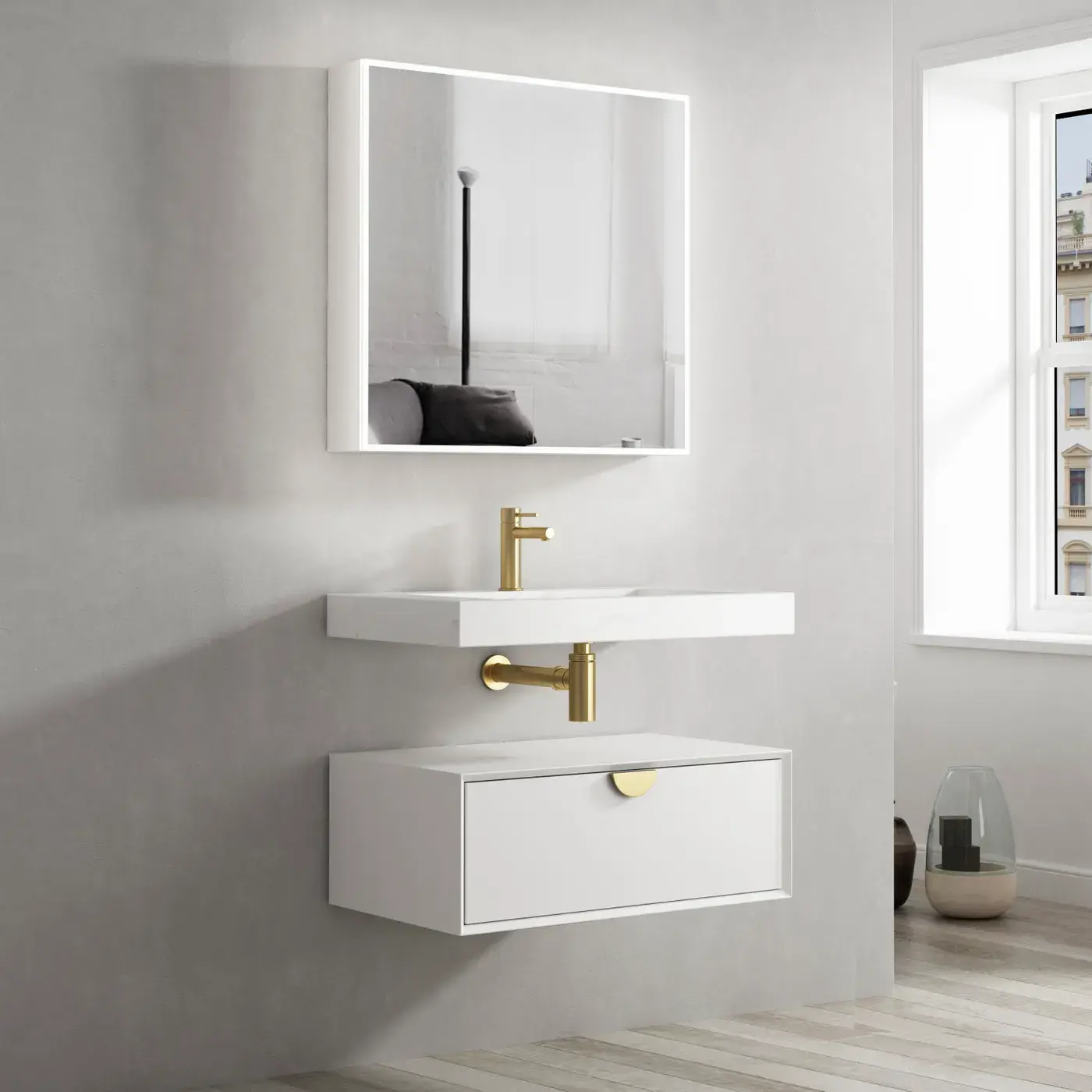 Moonlight 750mm White Wall Hung Cabinet