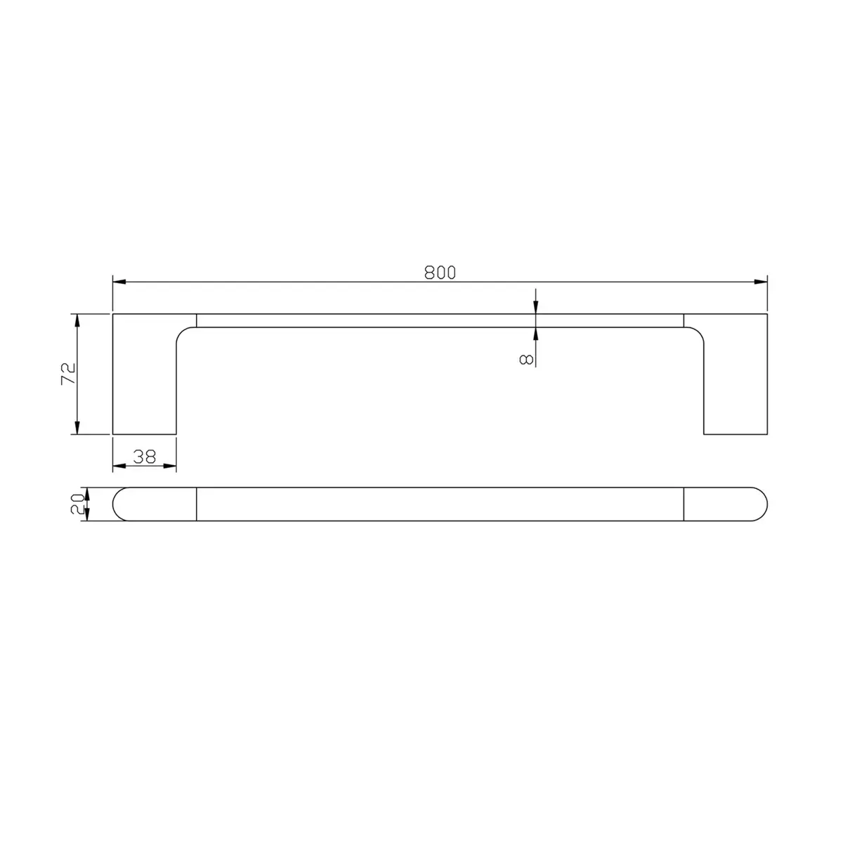 VOG - 800mm Brushed Nickel Single Towel Rail