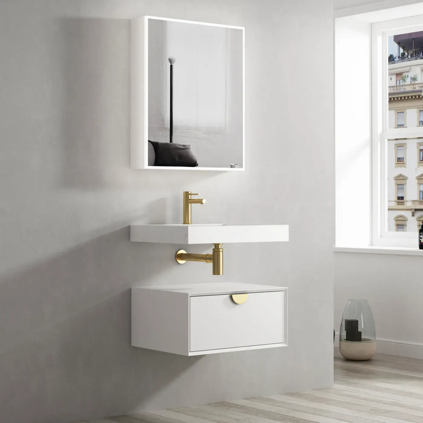 Moonlight 600mm White Wall Hung Cabinet
