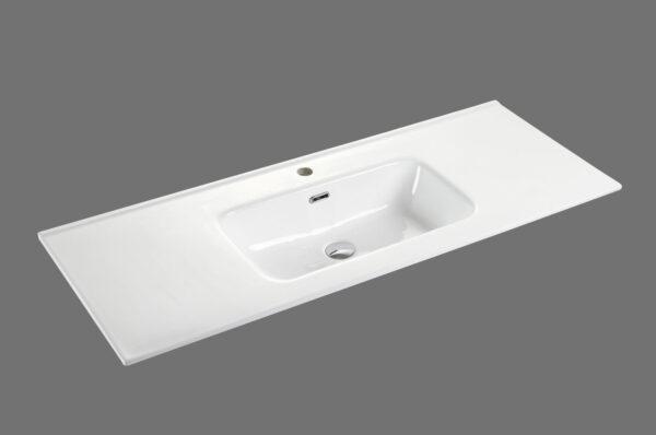 Eden 1200mm single Gloss White ceramic top with overflow