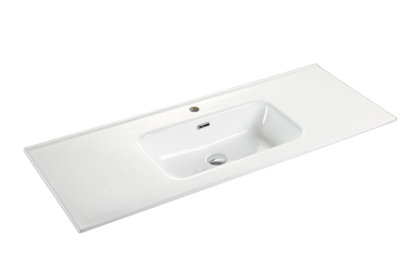Eden 1200mm single Gloss White ceramic top with overflow