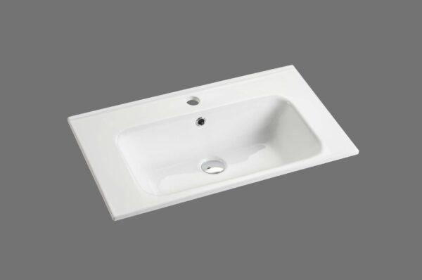 Eden 600mm Gloss White ceramic top with overflow
