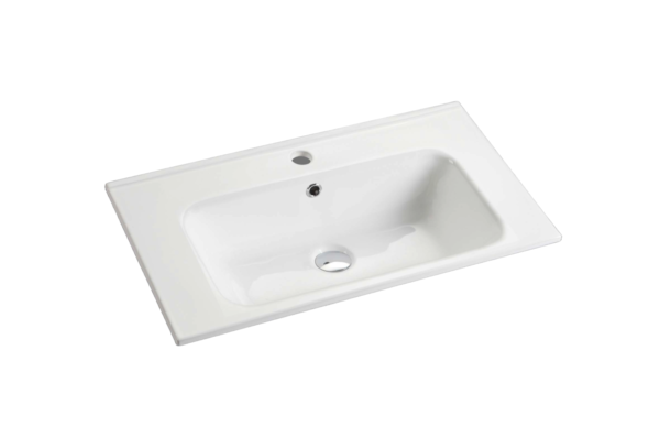 Eden 600mm Gloss White ceramic top with overflow