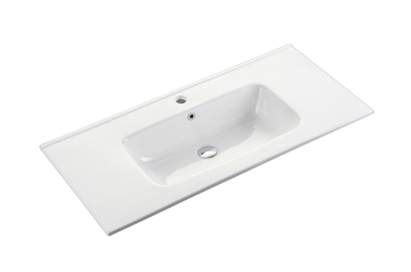 Eden 900mm Gloss White ceramic top with overflow