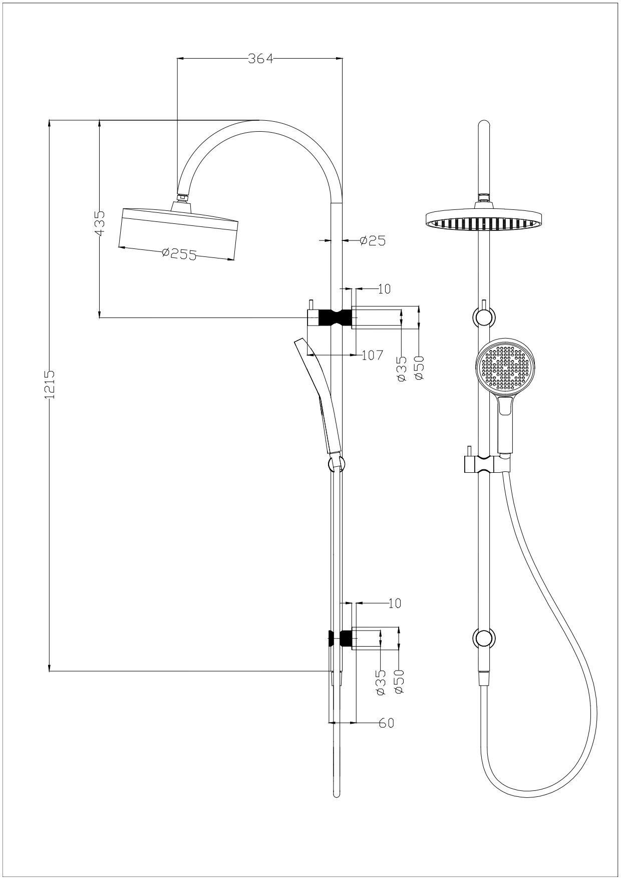 Linie Round Multi-Function Shower Set 250 mm -  Brushed Gold
