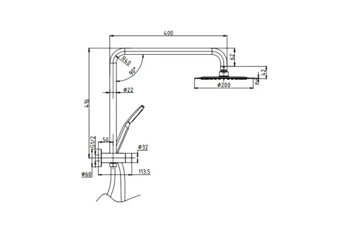 Pavia Compact Twin Shower With 200mm Round Head Chrome