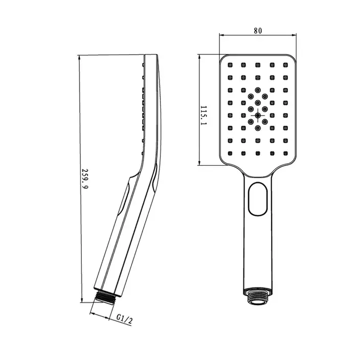 Taran 200mm Matte Black Twin Shower On Rail Bottom Inlet Square