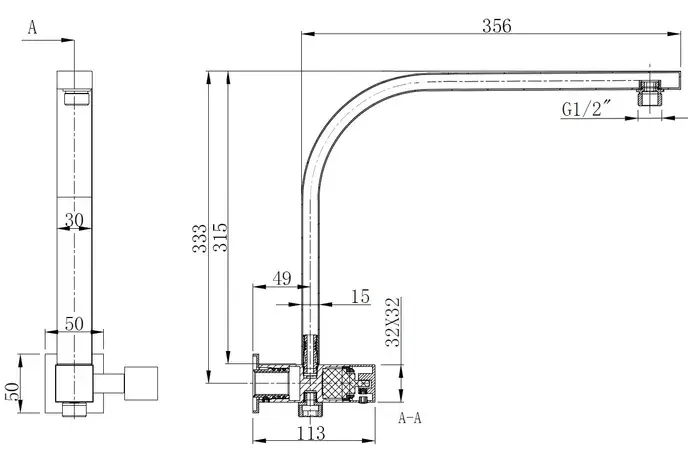 Taran 250mm Matte Black Twin Shower On Rail Top Inlet Square