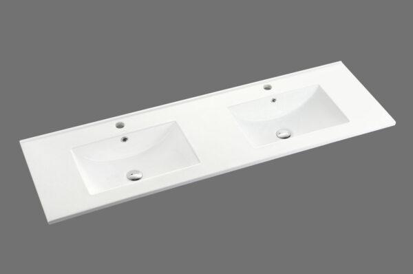 Handy 1500mm single bowl Gloss White ceramic top with overflow