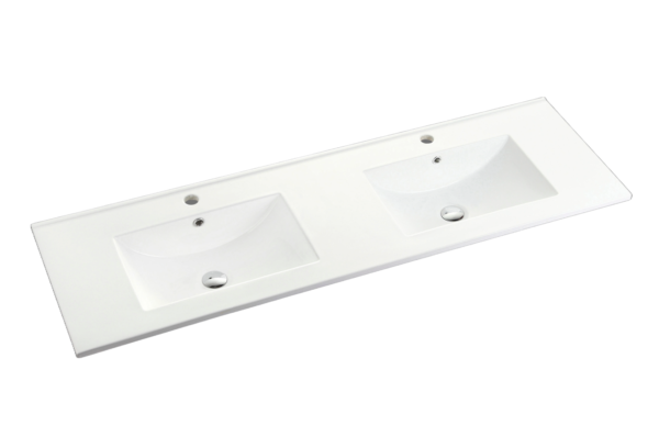 Handy 1500mm single bowl Gloss White ceramic top with overflow