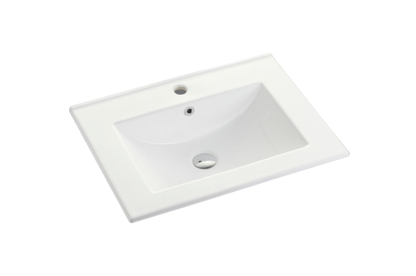 Handy 600mm Gloss White ceramic top with overflow