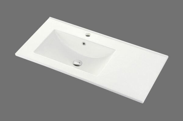 Handy 900mm Gloss White ceramic top with overflow