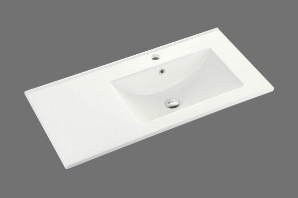 Handy 900mm Gloss White ceramic top with overflow