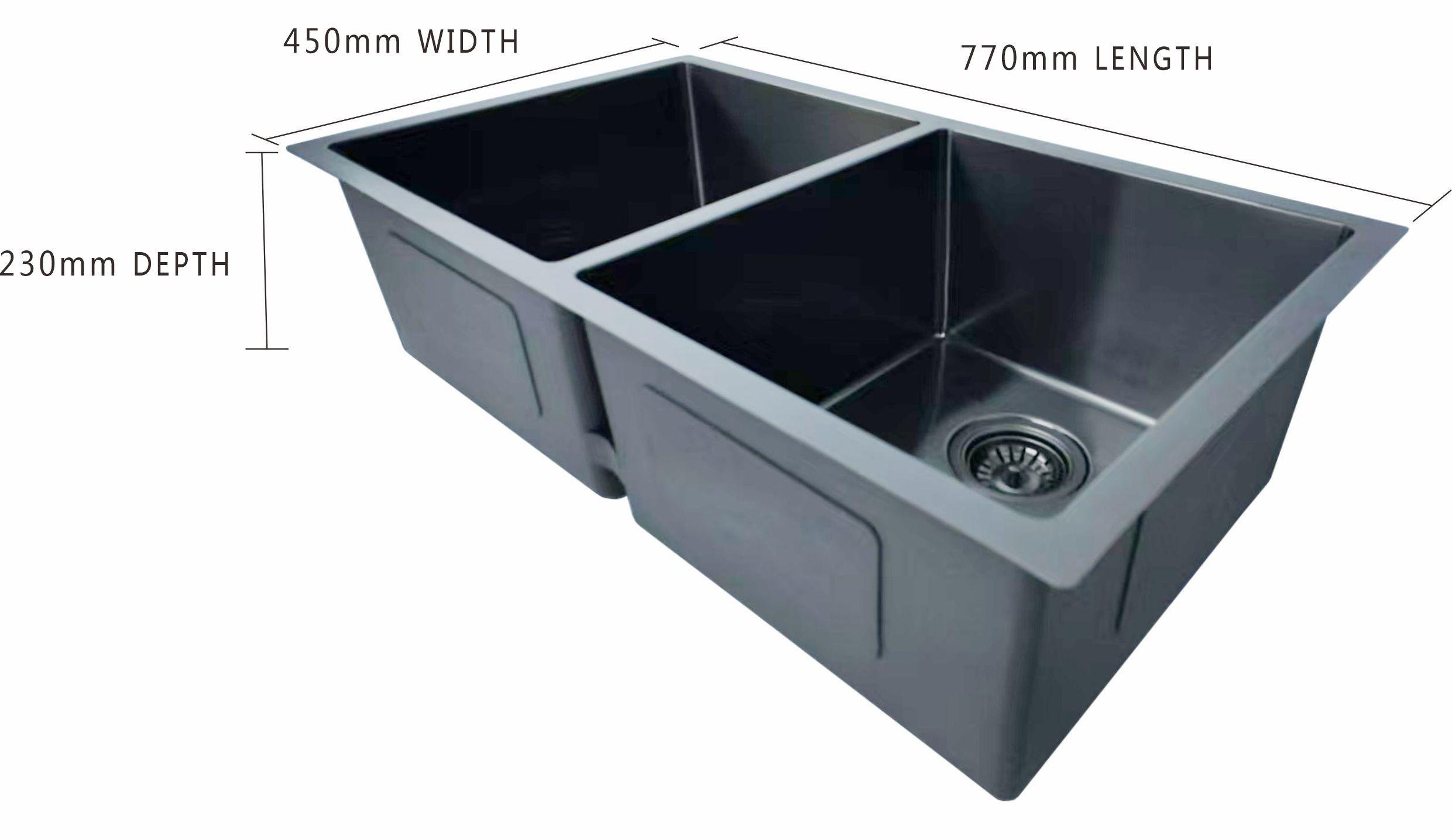 770x450mm Handmade Stainless Steel Kitchen Sink – 1.2mm Thick | 304 Grade | Available in Multiple Colours