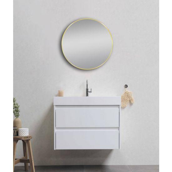 700mm Matte Brushed Nickel Non-Luminous Framed Round Mirror