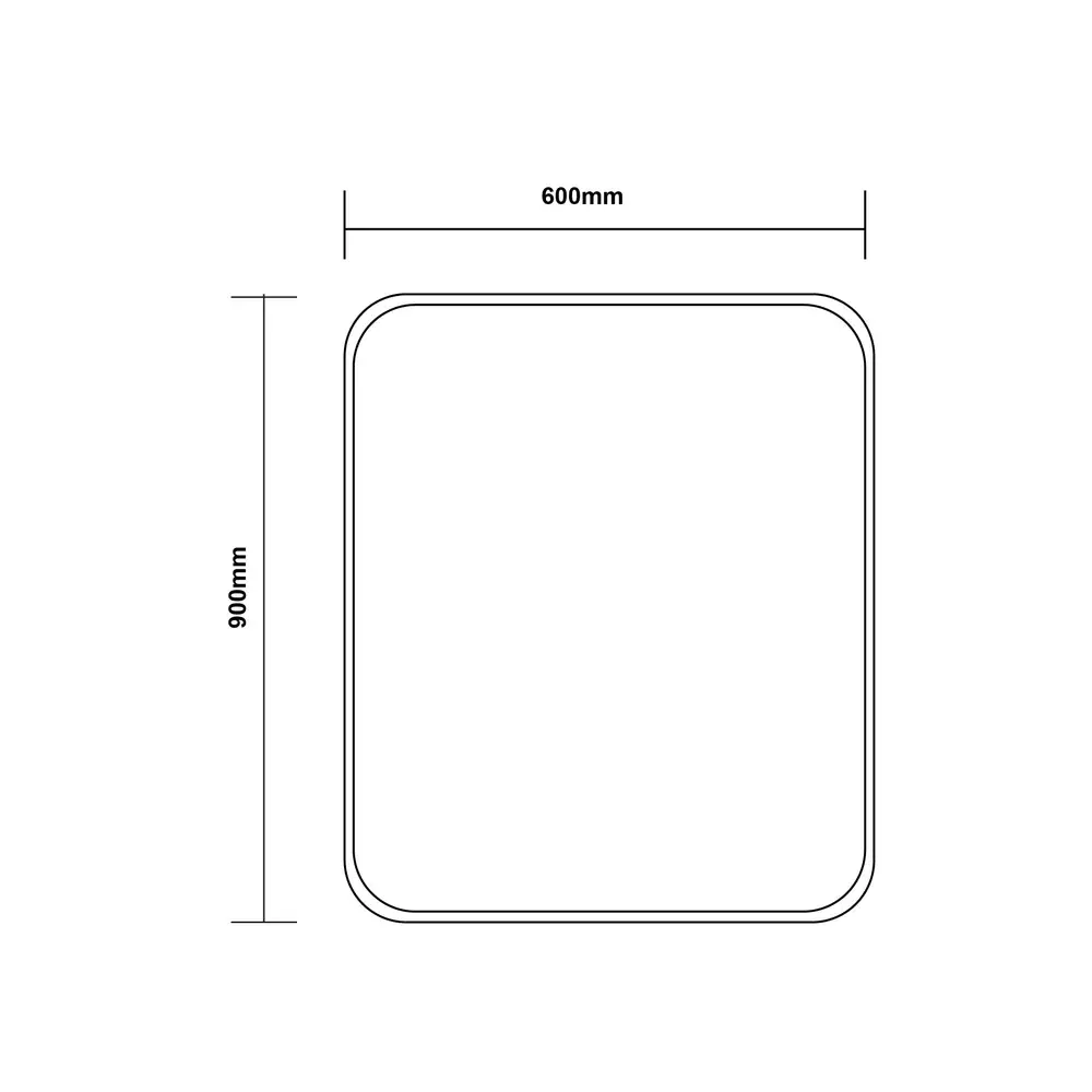 600*900mm Matte Brushed Black Non-Luminous Framed Mirror Mounted Vertical or Horizontal