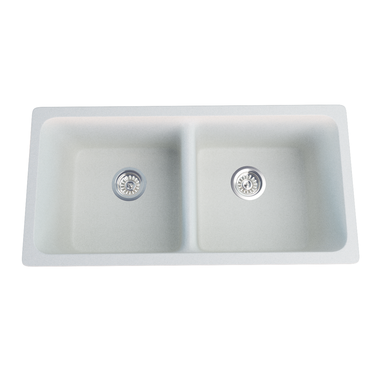 835 x 420mm White Granite Sink – Double Bowl | Scratch & Stain Resistant