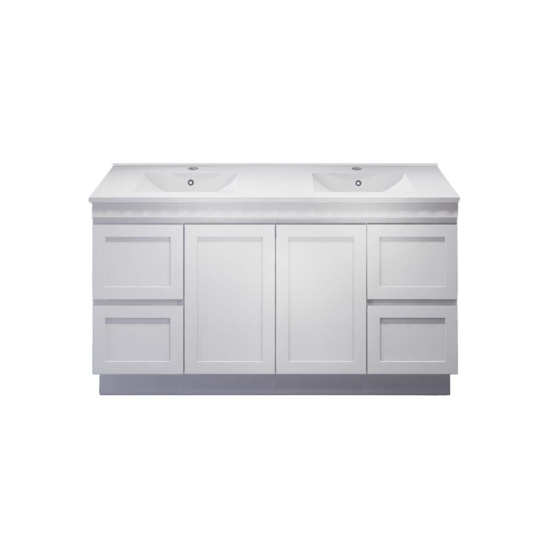 Miami 1500 1500mm Shaker Freestanding Vanity - Double Bowl (Legs or Kickboard)