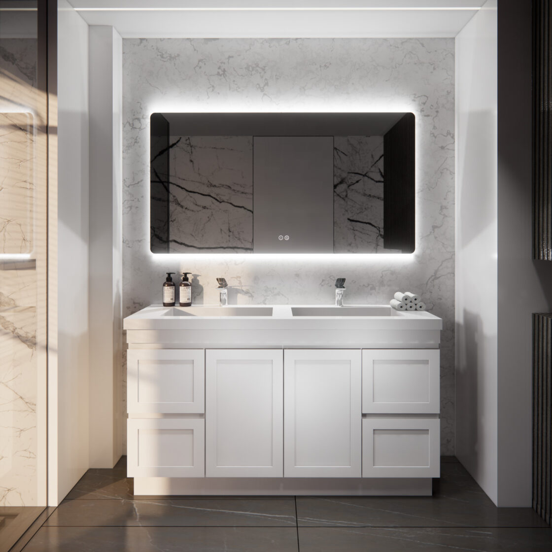 Miami 1500 1500mm Shaker Freestanding Vanity - Double Bowl (Legs or Kickboard)