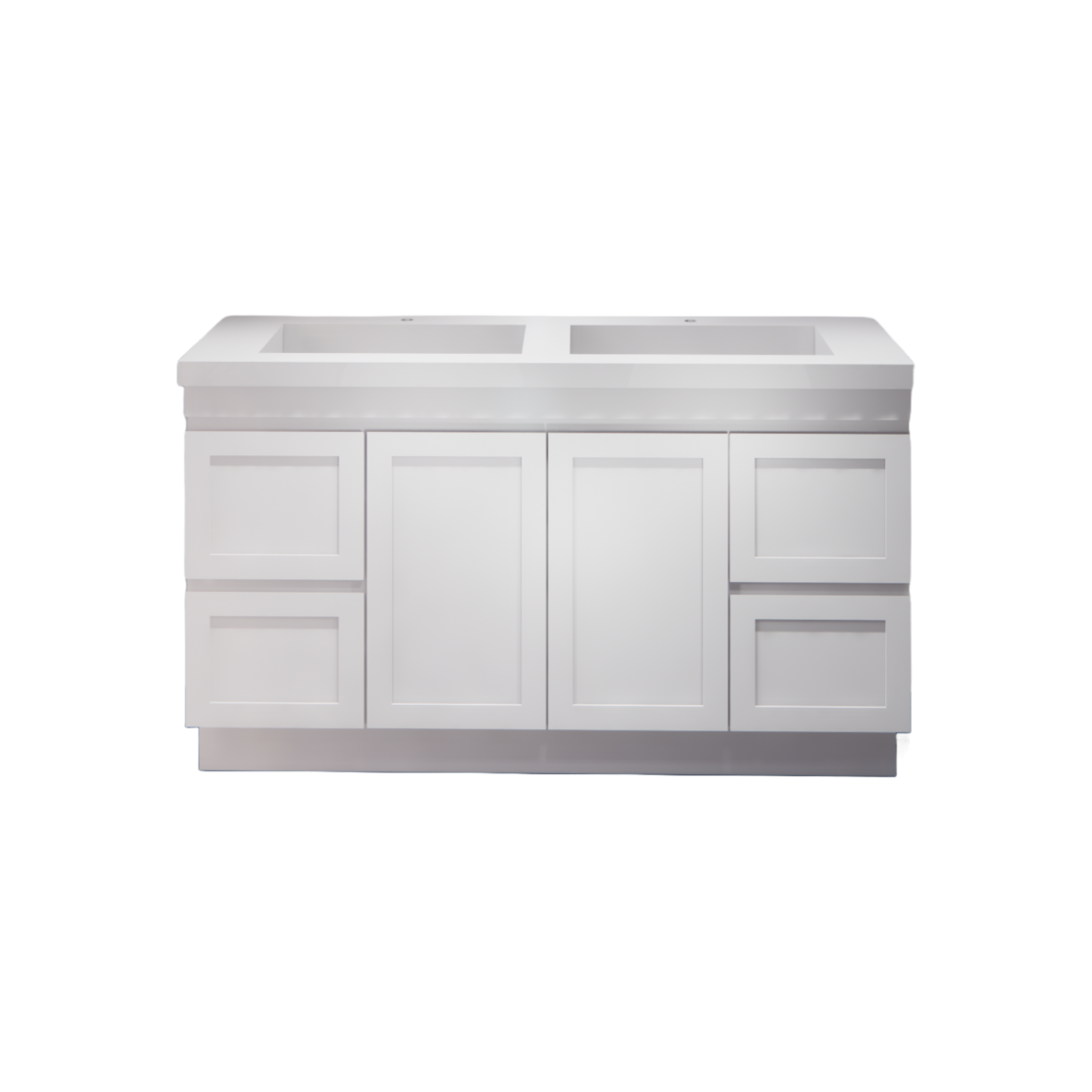 Miami 1500 1500mm Shaker Freestanding Vanity - Double Bowl (Legs or Kickboard)