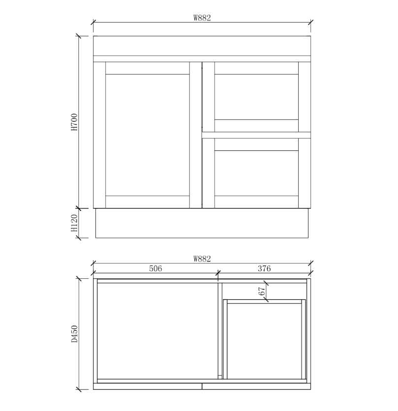 Miami 900R 900mm Shaker Freestanding Vanity - Single Bowl (Legs or Kickboard)