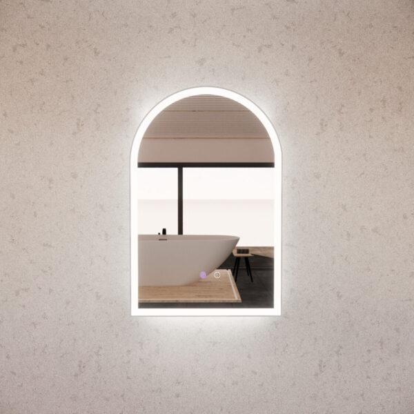 Brushed Nickel Framed AR2 LED Mirror Arch - MLED-AR2-9045BN 900x450mm