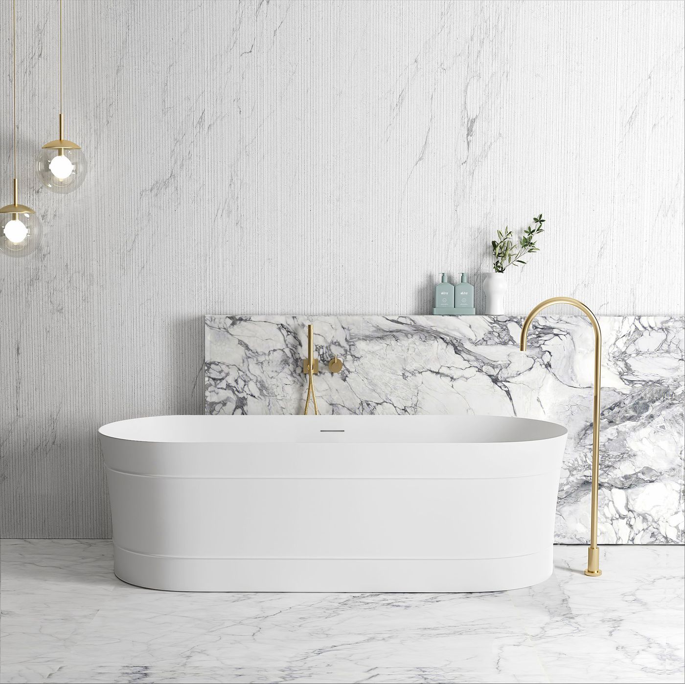 Otti Attica Bondi 1700 Matte White Bath with Overflow