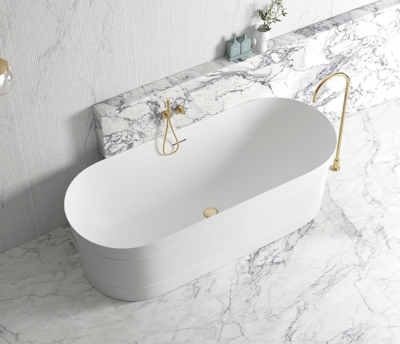 Otti Attica Bondi 1700 Matte White Bath with Overflow