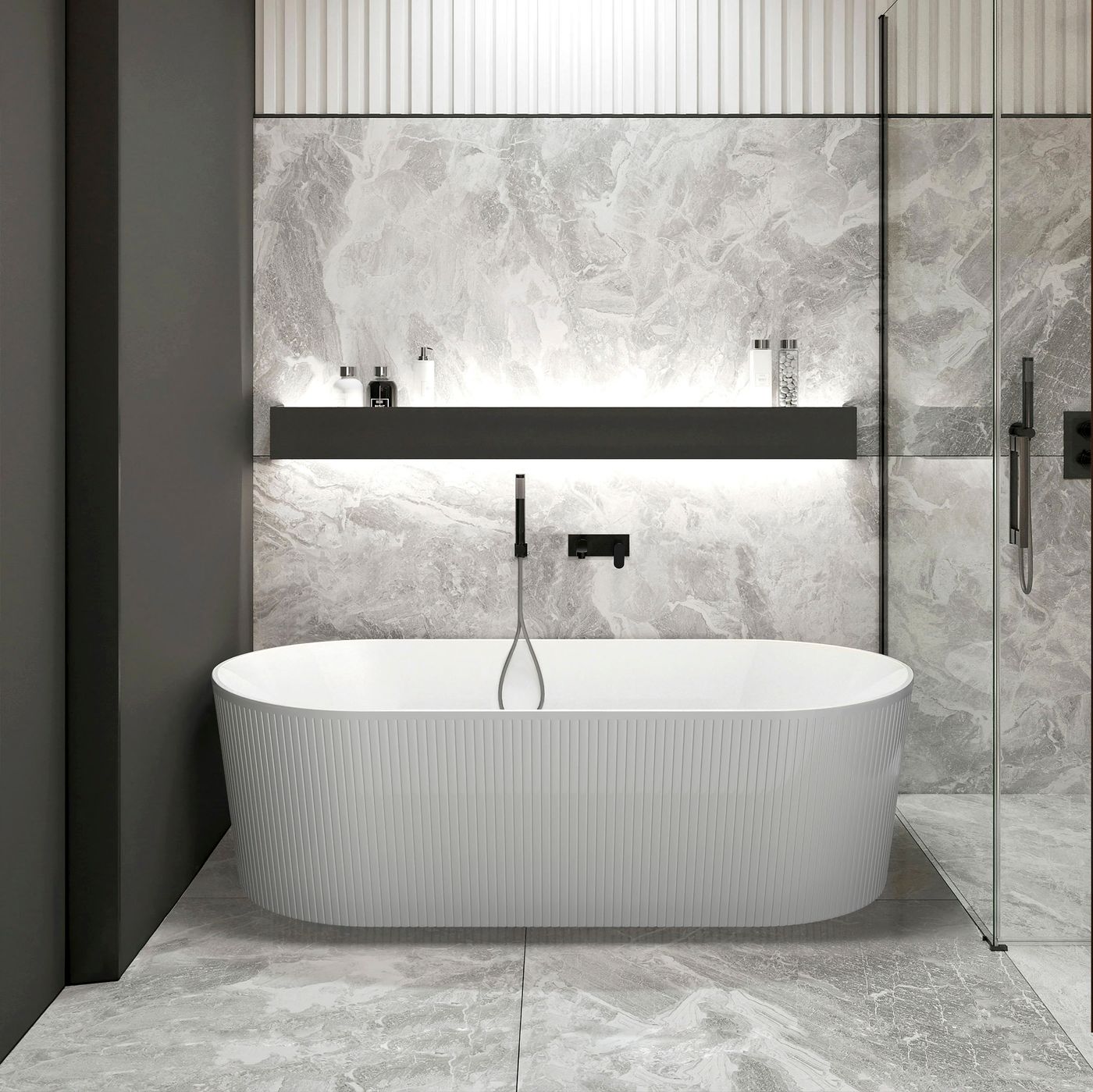 Otti Attica Noosa Fluted 1700 Gloss White Bath