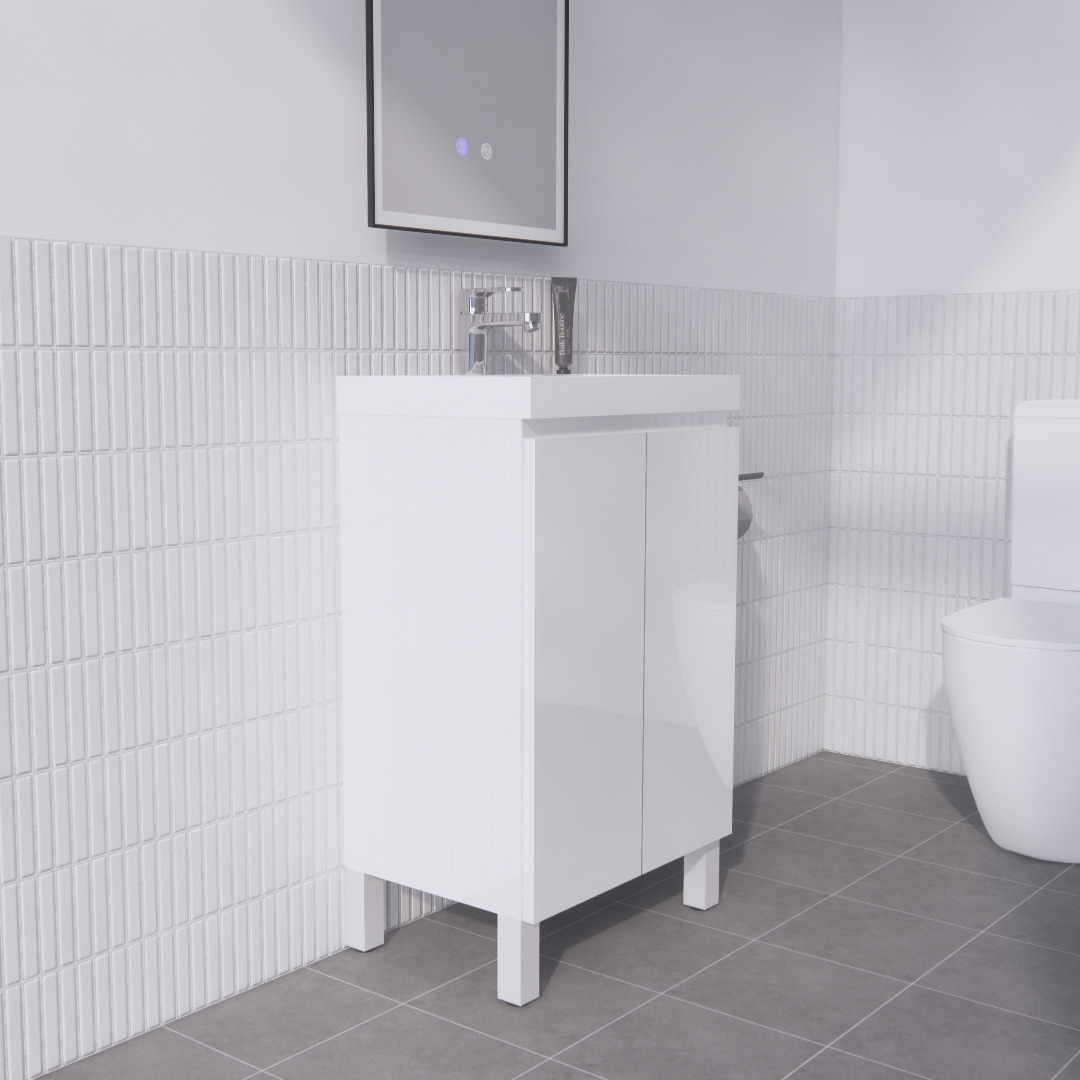 PE5035 500mm Freestanding Mini Vanity - Gloss White