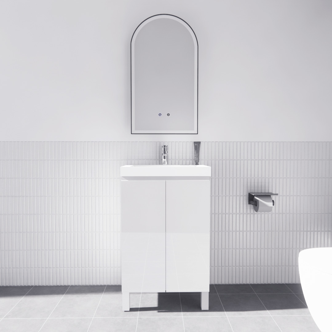 PE5035 500mm Freestanding Mini Vanity - Gloss White