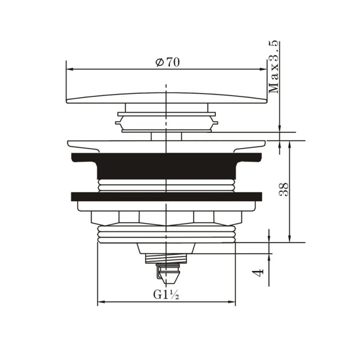 AQ 40mm Mushroom Brushed Nickel Brass Bathtub Pop Up Waste without Overflow