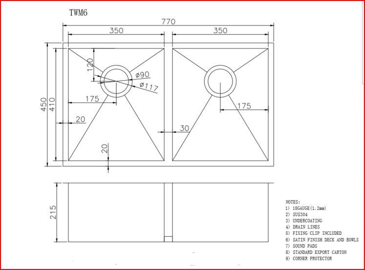 (C-770 Gold)Round Corner Stainless Steel Brushed Brass PVD Coating Double Bowl Kitchen Sink(with Bottom Tray) 770*450*215mm